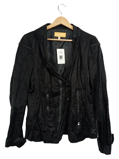 BIBA Blazer Damen Gr. 36 Schwarz Business Sakko Langarm Baumwolle