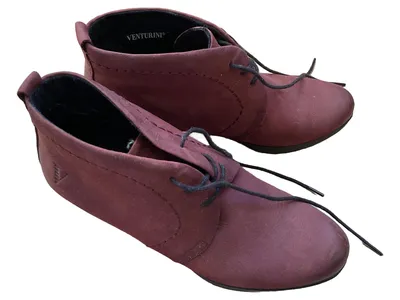 Venturini Damen Stiefelette Gr. 38 Rot Leder Schnürung Absatz