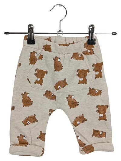 DOPO DOPO Baby Jogginghose Gr. 62 Beige mit Teddybär-Muster