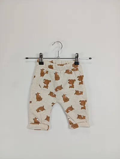 DOPO DOPO Baby Jogginghose Gr. 62 Beige mit Teddybär-Muster