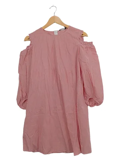 JETTE Damen Freizeitkleid Rot Gestreift Off-Shoulder Rüschen Gr. 36/S
