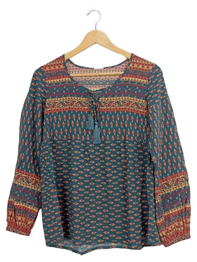 BUFFALO Damen Bluse Bohemian Mehrfarbig Gr. 36/S Viskose Langarm