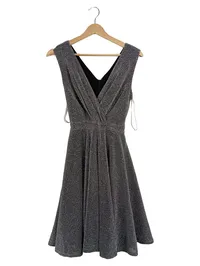 Apricot Damen festliches Kleid Glitzer V-Ausschnitt Gr. 36/S Schwarz 1