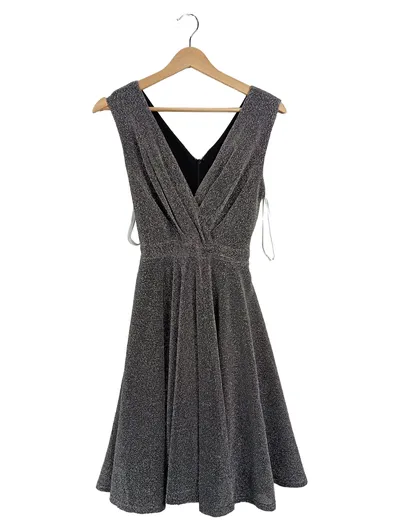 Apricot Damen festliches Kleid Glitzer V-Ausschnitt Gr. 36/S Schwarz