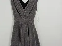 Apricot Damen festliches Kleid Glitzer V-Ausschnitt Gr. 36/S Schwarz 3
