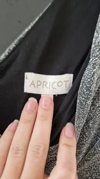 Apricot Damen festliches Kleid Glitzer V-Ausschnitt Gr. 36/S Schwarz 5