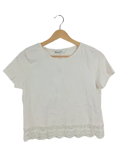 About You Damen T-Shirt Weiß Gr. 36/S Spitze Kurzarm