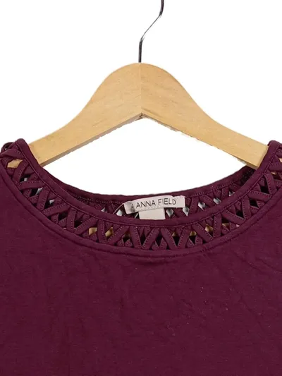 Anna Field Damen Top Shirt Gr. 36/S Lila Casual Baumwolle