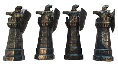 Schachfiguren Krieger Ritter Turm Set 4 Figuren Mittelalter Bronze-Optik