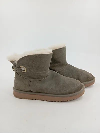 Koolaburra Damen Kurze Winterstiefel Fellfutter Grau Gr. 37
