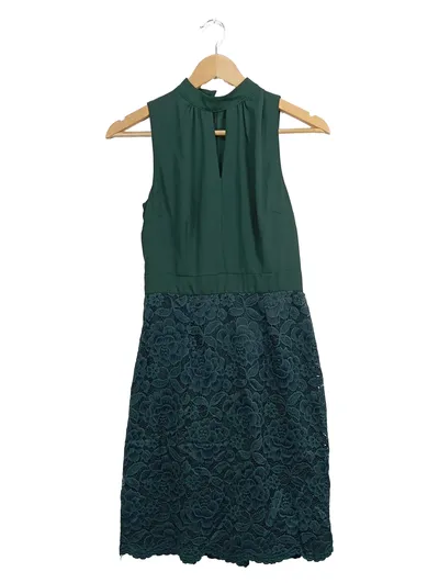 Anna Field Damen Kleid Gr. 34/XS Elegant Grün Spitze Festlich