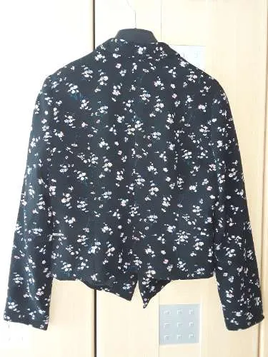 EVEN & ODD Damen Blazer Blumenmuster Schwarz Gr. 42/XL Reißverschluss