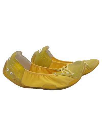 Killah Damen Ballerinas Gelb Gr. 36 Leder Schnürung Casual Schuhe