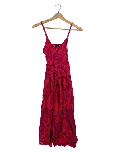 Hurley Damen Sommerkleid XS Pink Blumenmuster Viskose Trägerkleid