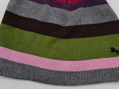 H&M Damen Beanie Mütze Gestreift Mehrfarbig Baumwolle Freizeit Casual