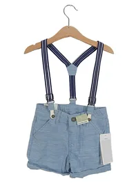 Dopodopo Kinder Shorts Hosenträger Gr. 98 Blau Jungen Baumwolle Verstellbar 1