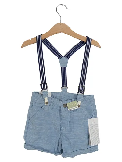 Dopodopo Kinder Shorts Hosenträger Gr. 98 Blau Jungen Baumwolle Verstellbar