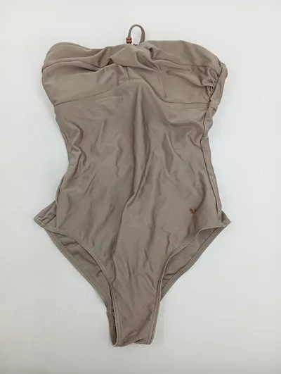 Esprit Badeanzug Damen Gr. 36 Beige Basic Neckholder Bandeau Schwimmanzug