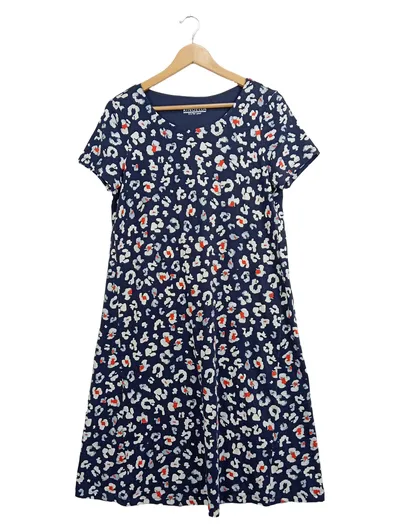 Ringella Damen Freizeitkleid Leo-Muster Gr. 38 Blau Baumwolle Sommer