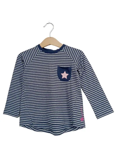 Bellybutton Kinder Langarmshirt Gr. 86 Blau Gestreift Sterne Applikation