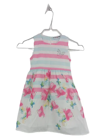 Stop + Go Mädchen Sommerkleid Gr. 92 Schmetterling Blumen Rosa Türkis