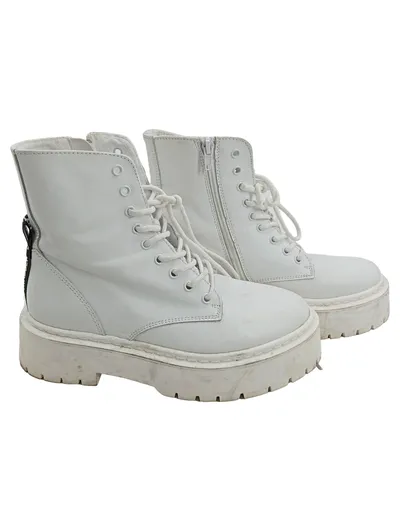 Steve Madden Plateau Stiefelette Damen Gr. 37 Weiß Schnürstiefel Combat