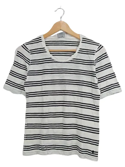 Betty Barclay Damen T-Shirt gestreift Gr. 38 Weiß Casual Kurzarm