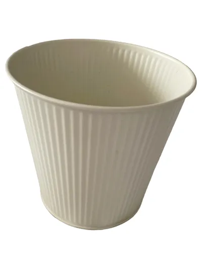 Home Accents Übertopf Beige Metall Rippstrick Ø 14cm Höhe 12,5cm Modern