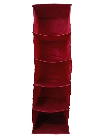 IKEA Hängeregal Stoff Rot 5 Fächer Kleiderschrank Organizer 115x32cm