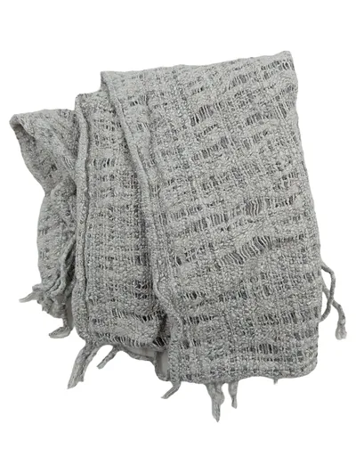 Abercrombie & Fitch Damen Schal Grau Fransen Strukturmuster 142cm