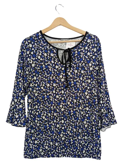 FAIR LADY Damen Bluse 42/XL Mehrfarbig Blumenmuster 3/4-Arm Casual