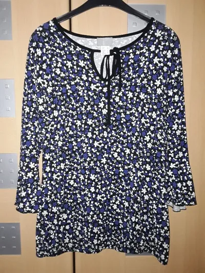 FAIR LADY Damen Bluse 42/XL Mehrfarbig Blumenmuster 3/4-Arm Casual