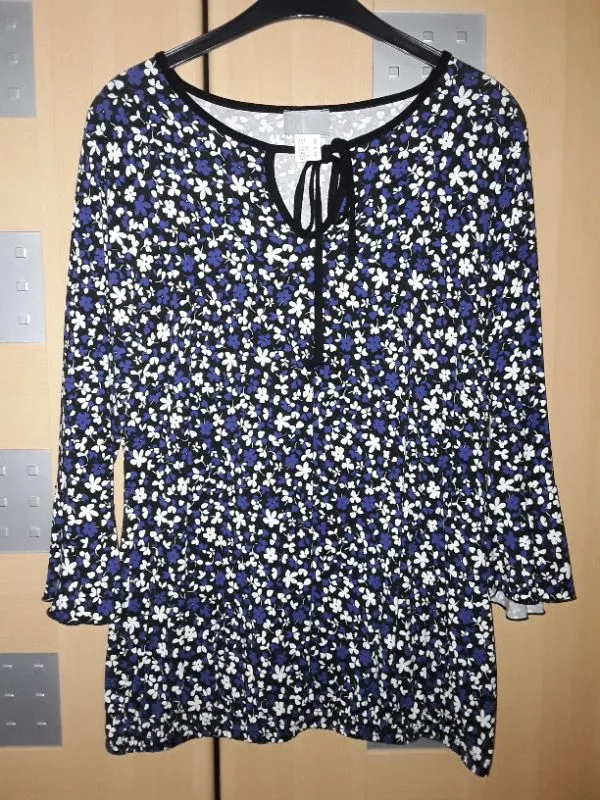 FAIR LADY Damen Bluse 42/XL Mehrfarbig Blumenmuster 3/4-Arm Casual 2