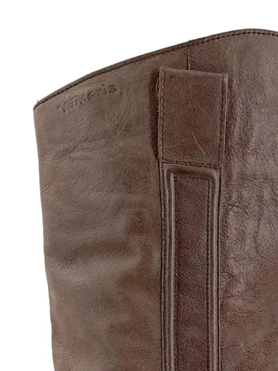 Tamaris Damen Stiefel Gr. 40 Braun Leder Casual Langschaft Reißverschluss