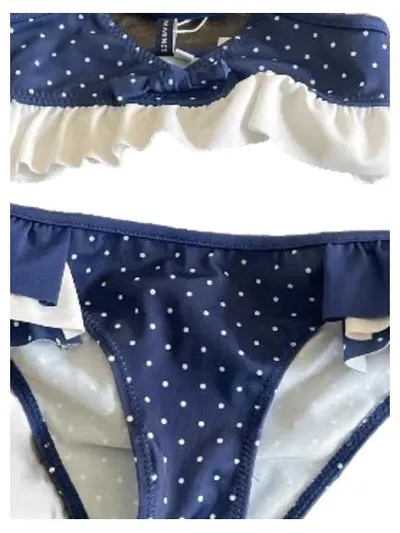 Original Marines Bikini Kinder Mädchen Blau Punkte Rüschen Gr. 2
