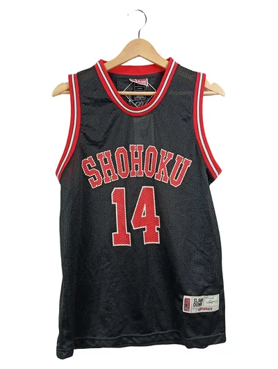 SLAM DUNK Shohoku Mitsui #14 Basketball Trikot Herren M Schwarz Rot Anime