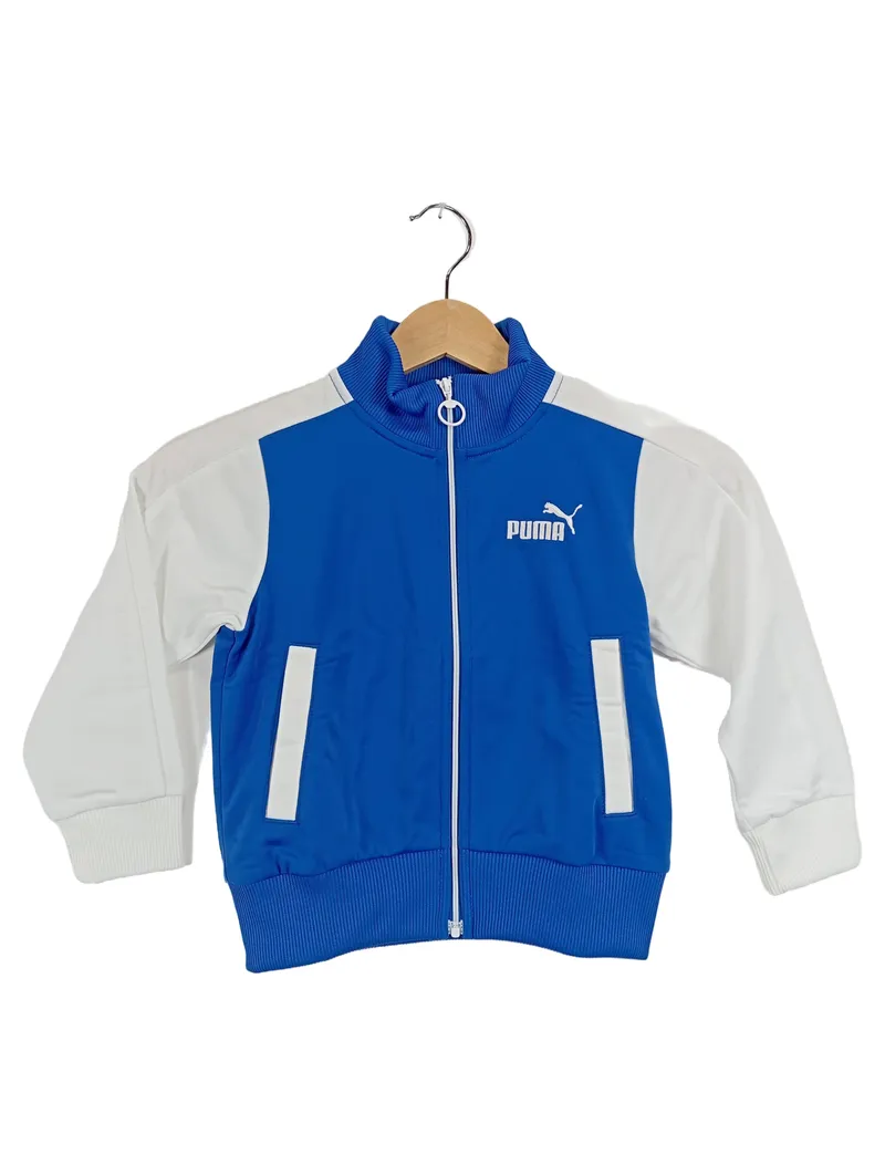 PUMA Trainingsjacke Kinder Gr. 92 Blau Weiß Sportjacke Zip 1