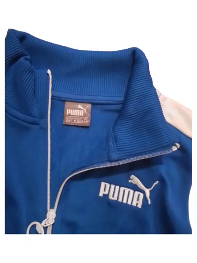 PUMA Trainingsjacke Kinder Gr. 92 Blau Weiß Sportjacke Zip