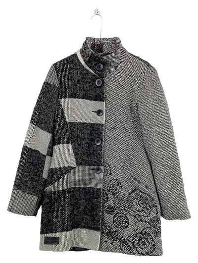 Desigual Damen Kurzmantel Patchwork Gr. 38 Grau Wolle gefüttert
