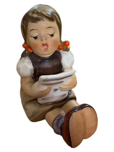 Goebel Hummel Figur Mädchen mit Buch W. Germany Porzellan Vintage