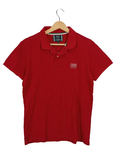 19V69 Italia Herren Poloshirt Rot Gr. S Baumwolle Logo
