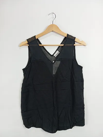 Noisy May Damen Top Shirt Schwarz Gr. 36/S Modern Viskose Ärmellos