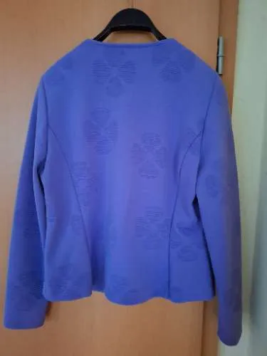FRANK WALDER Leichte Jacke Damen Gr. 42 XL Lila Struktur Reißverschluss