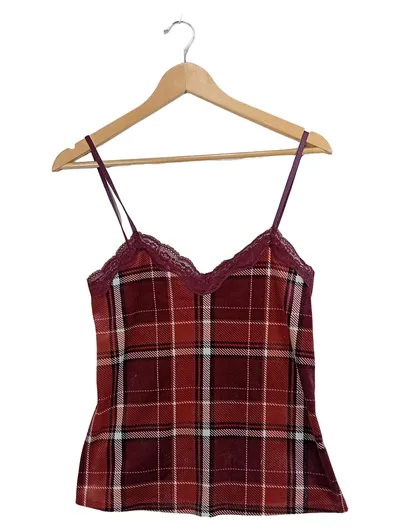 Hunkemöller Damen Karo Top Spitze Rot Gr. XS