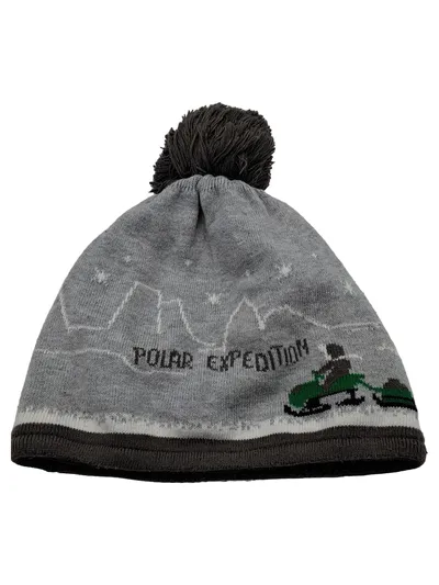 maximo Polar Expedition Kinder Mütze Wolle Schriftzug Tiermotiv Grau