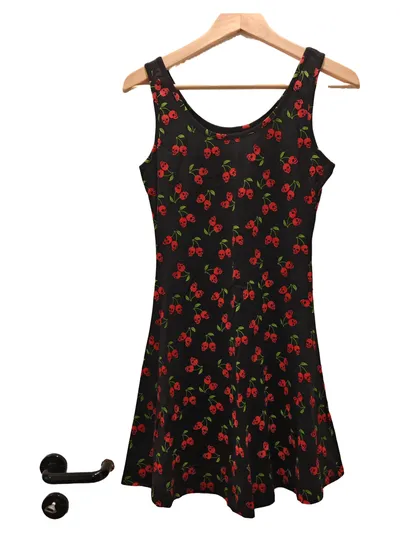 Rock Rebel A-Linien Kleid Damen S 36 Schwarz Grafik Retro Party Cocktailkleid