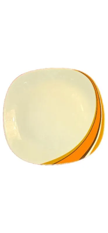 Schirnding Bavaria Teller quadratisch Retro Design Orange Streifen Porzellan