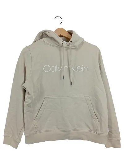 Calvin Klein Hoodie Kapuzenpullover Herren Gr. M Beige Logo