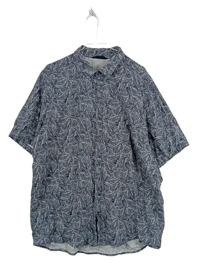 LCW Casual Herren Freizeithemd Kurzarm Blätter Muster Blau Gr. XXL
