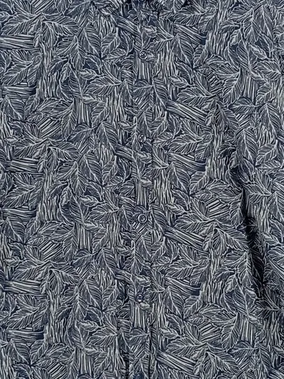 LCW Casual Herren Freizeithemd Kurzarm Blätter Muster Blau Gr. XXL